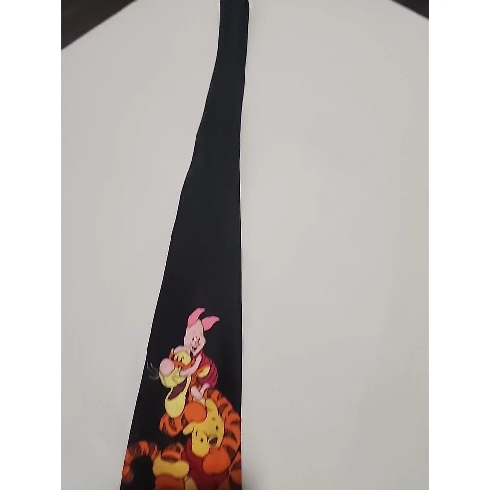 Disney Winnie The Pooh Mens Tie Black Tigger Piglet Polyester